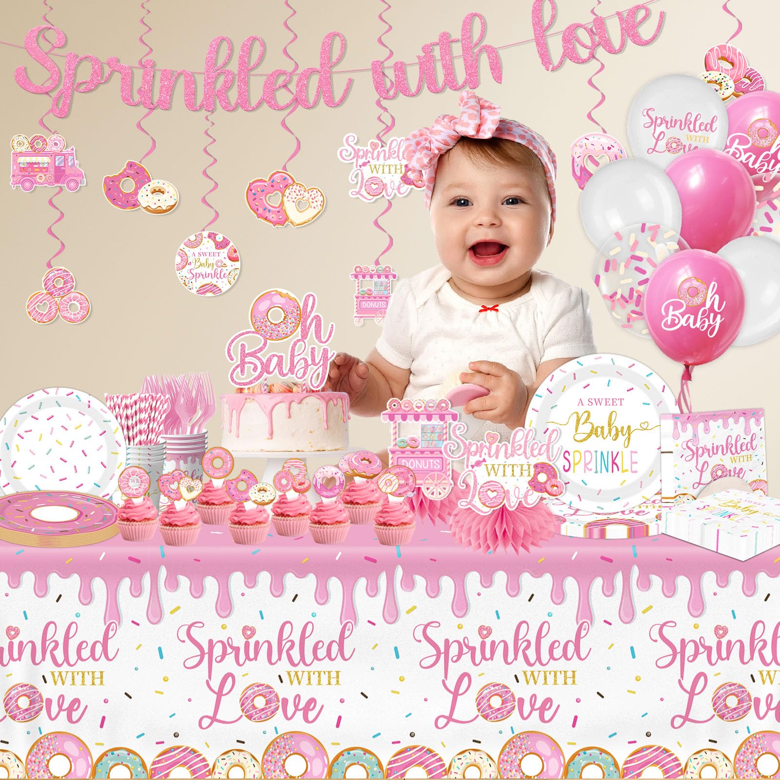 CMUSKO sprinkled with love plates 9inch coordinated pink decor