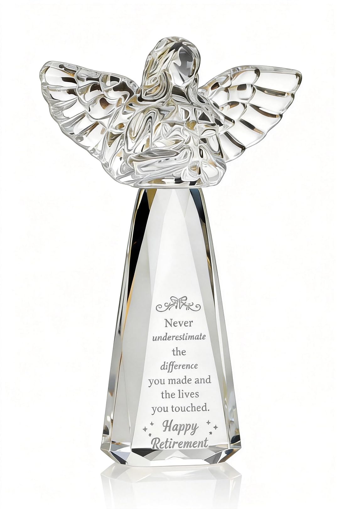CNCRMEM engraved crystal angel retirement keepsake ready to honor a colleague's impact