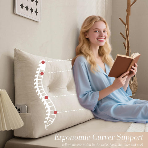 CNSMAK long backrest wedge pillow offers ergonomic posture for study or leisure.