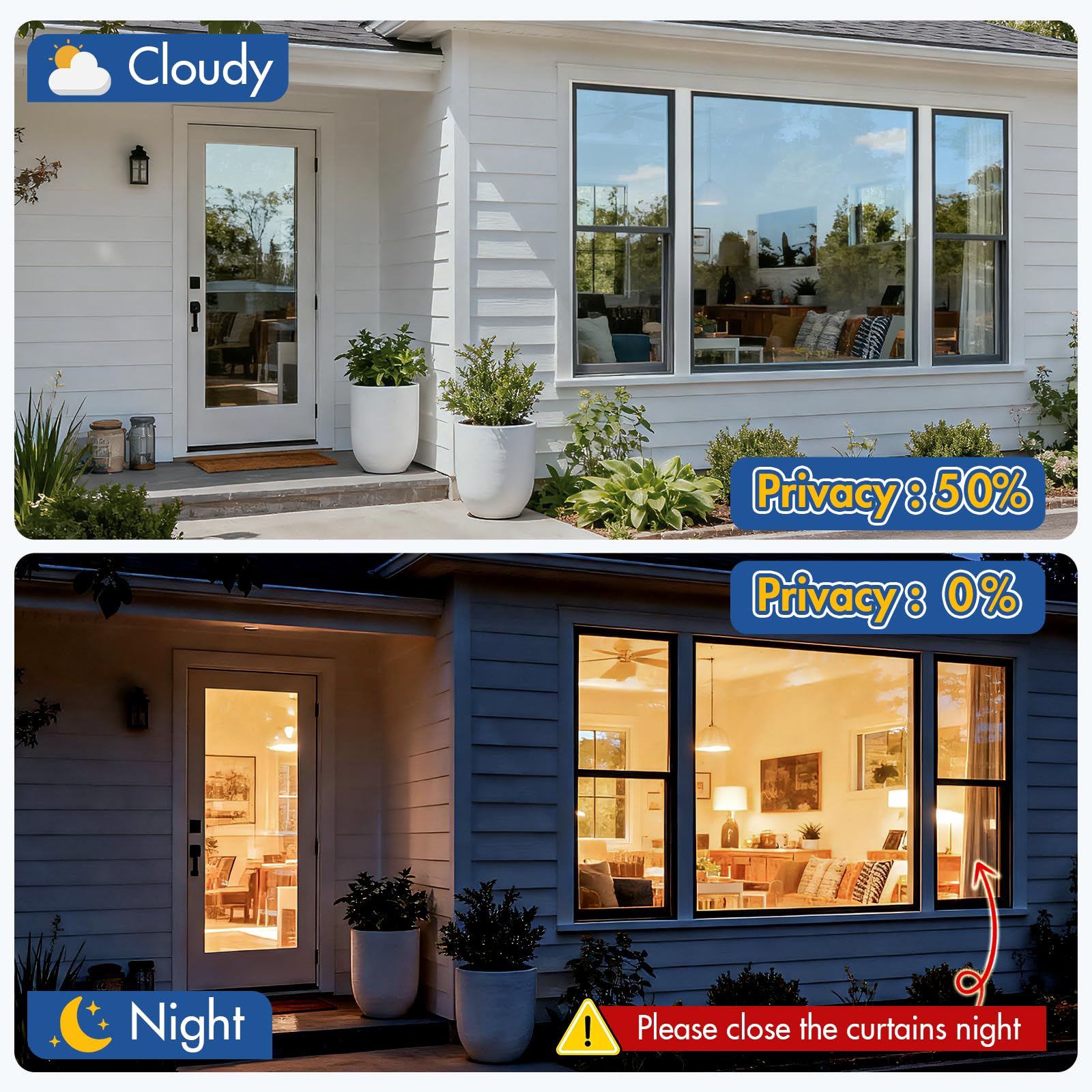 Coavas clear outward view from inside during daytime with privacy intact.