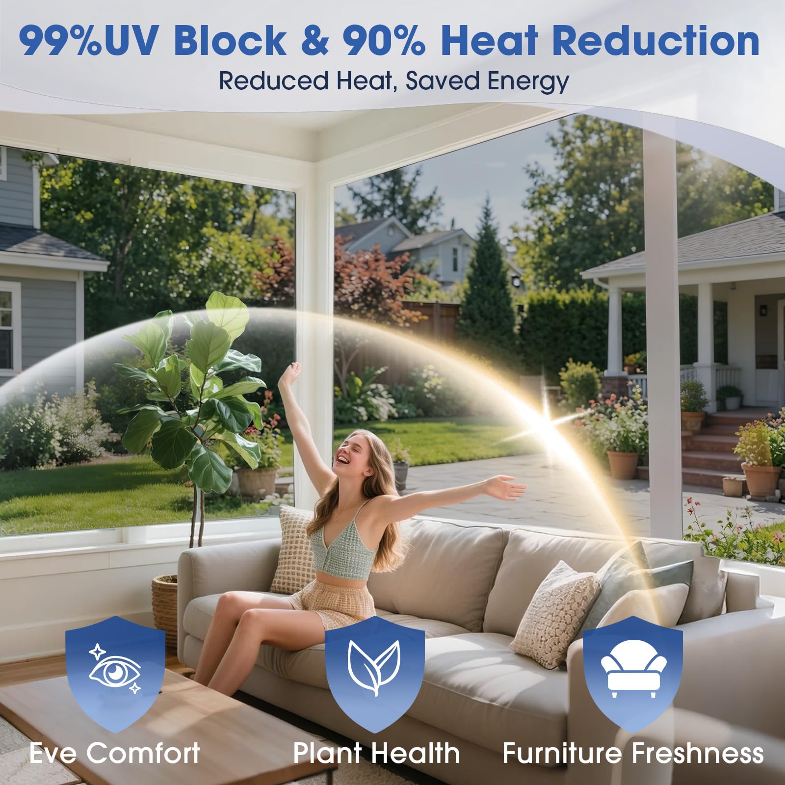 Coavas daytime mirror privacy film creates outside reflection while keeping interior view clear.