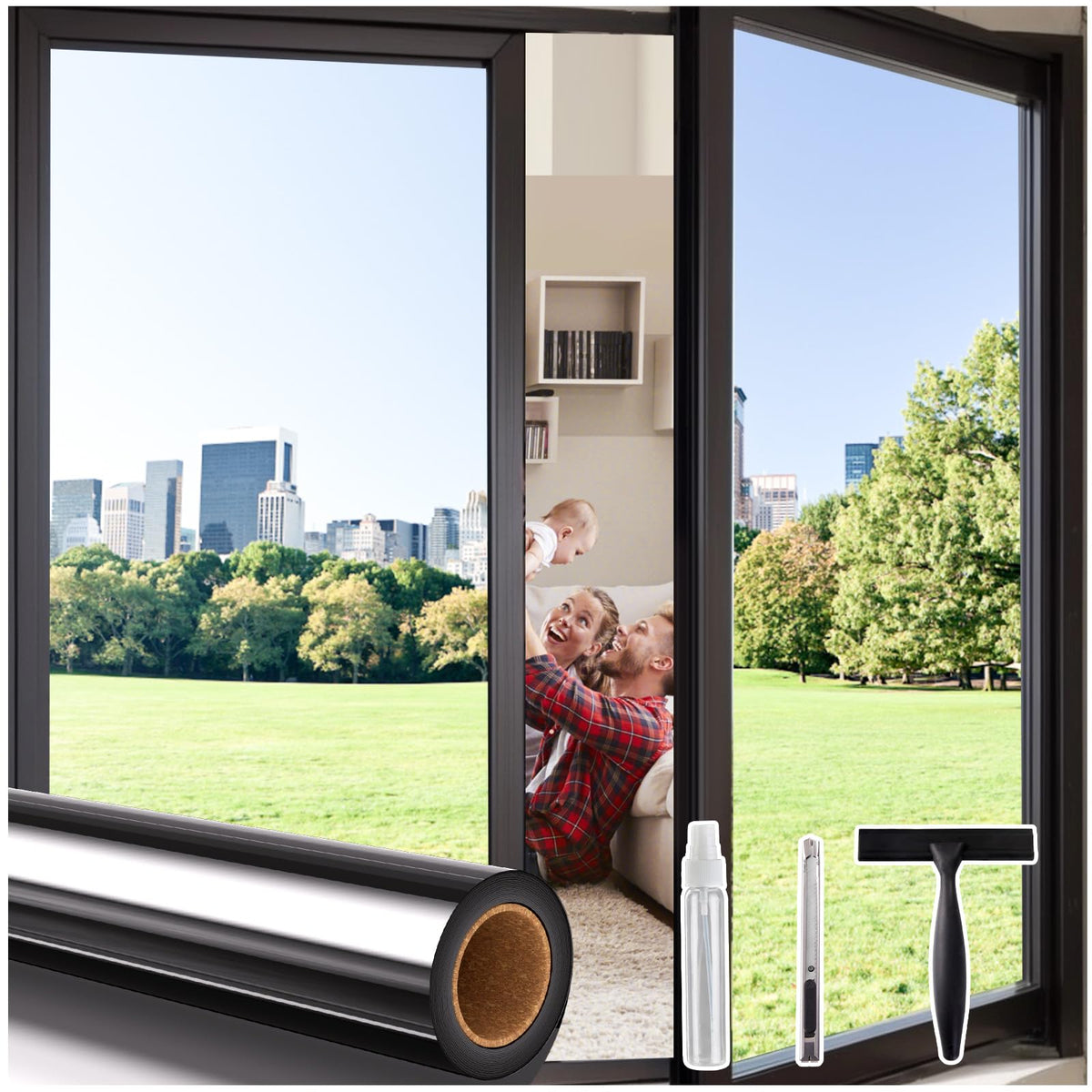 Coavas one-way privacy tint being applied for daytime privacy and outward clarity.