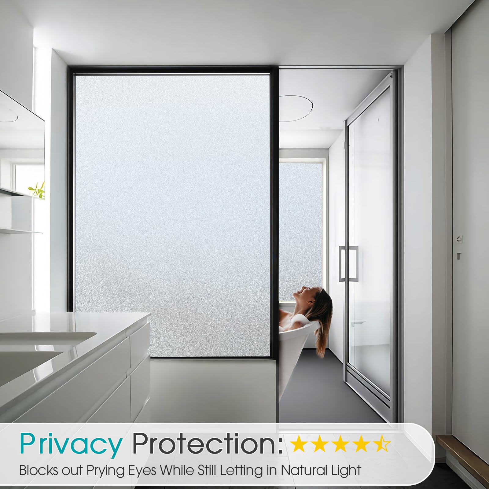 Coavas static cling installation on clean glass offers renter-friendly, residue-free privacy.