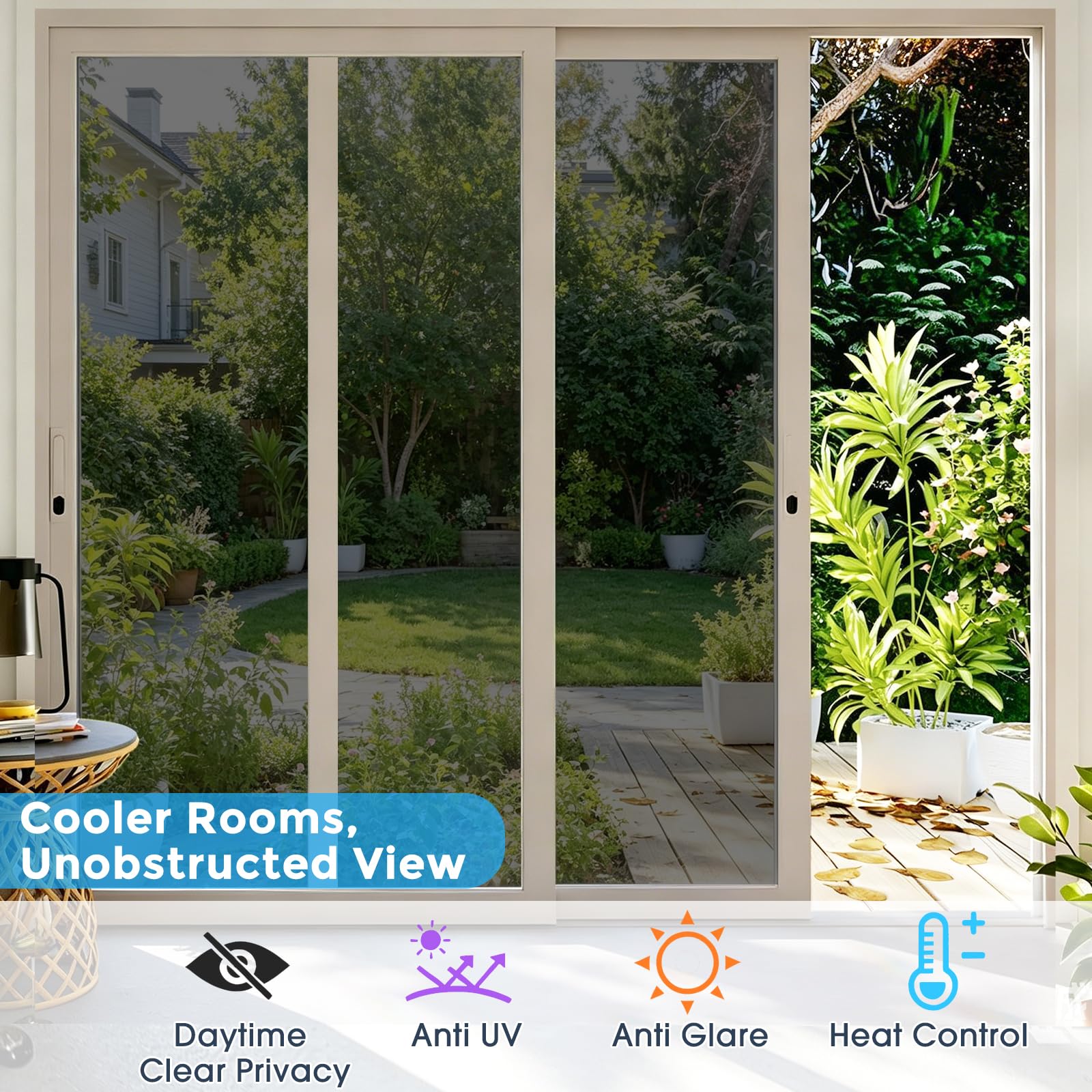 Coavas window film blocks UV rays and reduces heat for cooler rooms