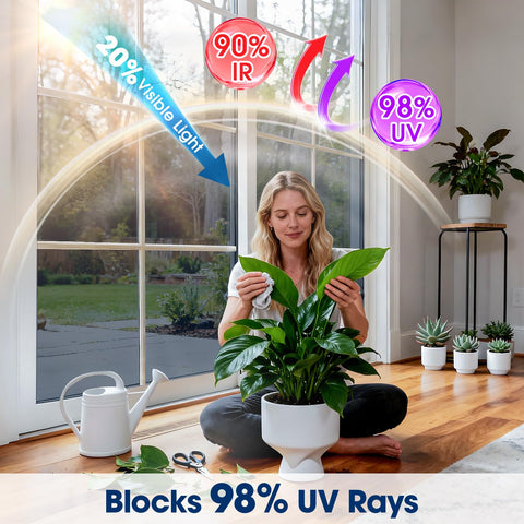 Coavas UV blocking window film visible on glass reduces glare and fades