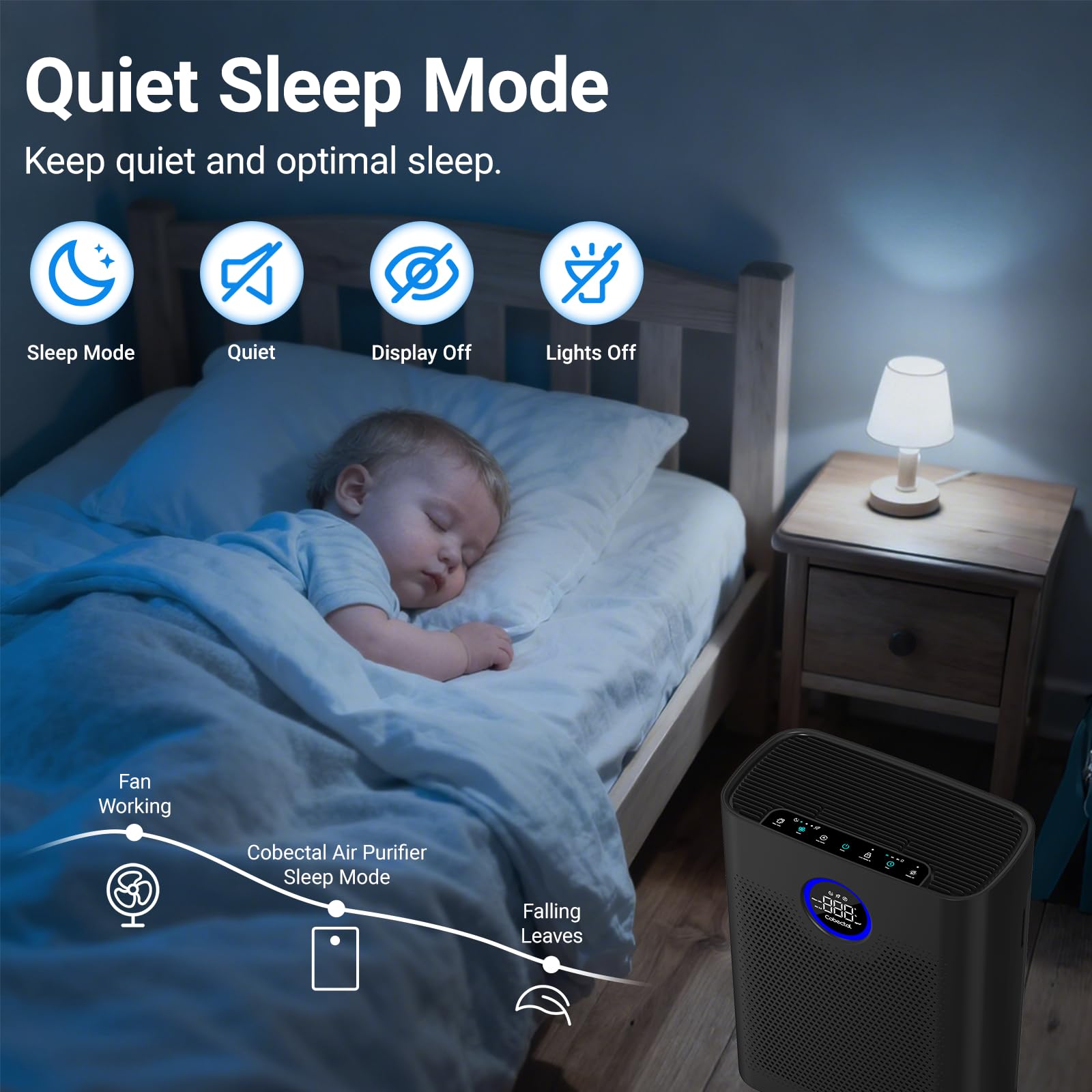 Sleep mode on Cobectal ZQA-8000A for quiet nights.