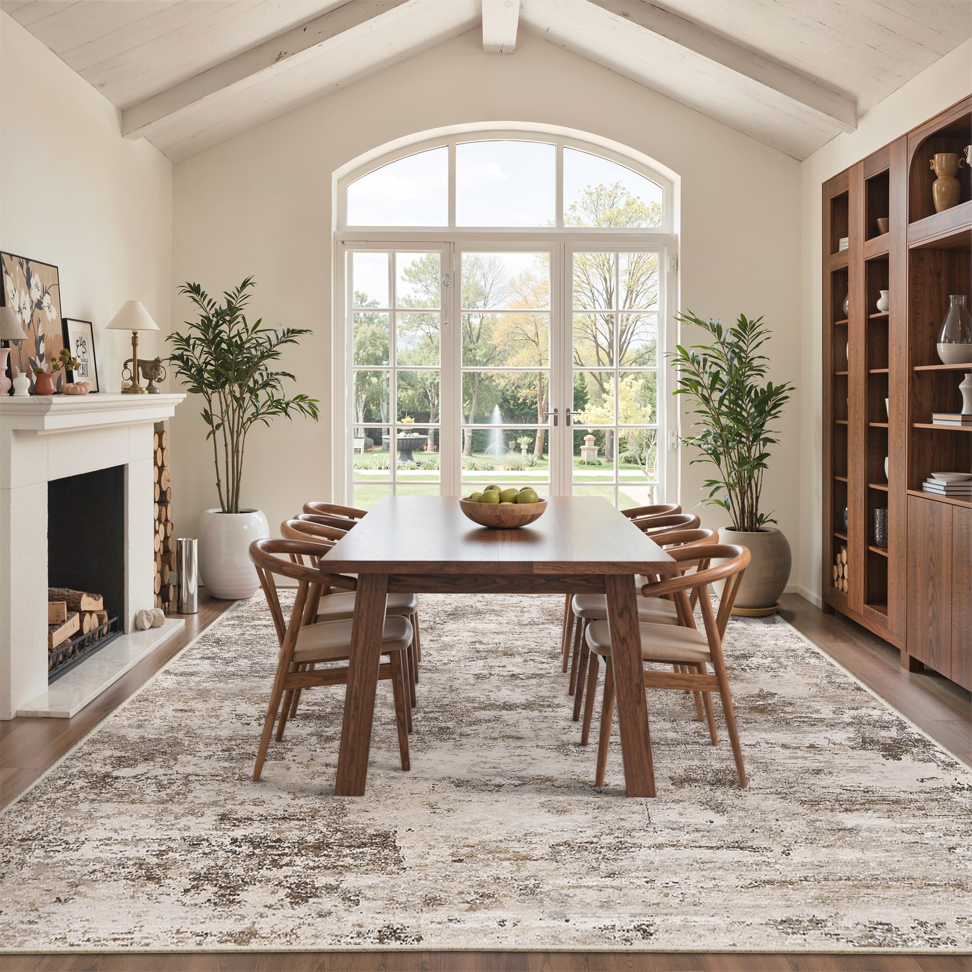 Cochyean abstract design rug adds elegance and ultra-thin profile.