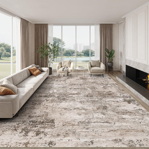 Cochyean brown-toned rug complements modern interiors.