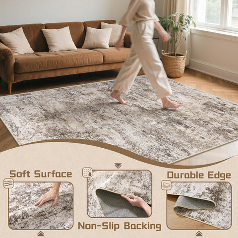 Cochyean rug with non-slip backing stays secure on floors.