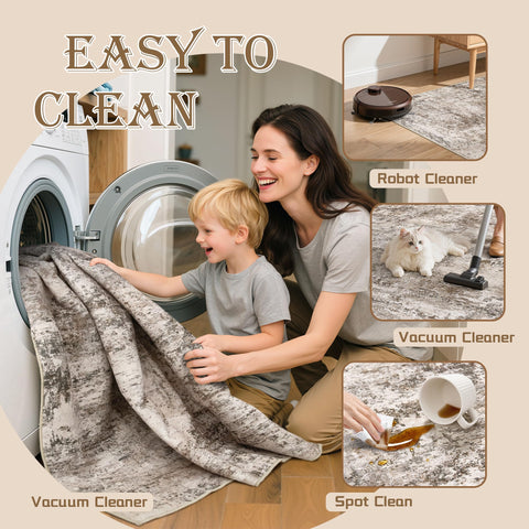 Cochyean washable kitchen/dining rug simplifies cleanups.