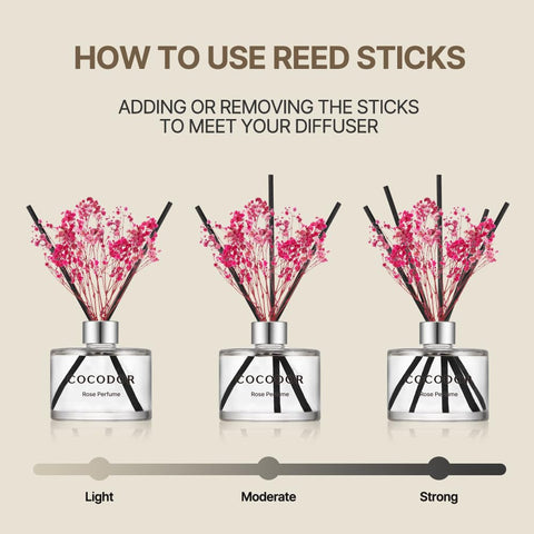 Cocodor reed sticks closeup showing easy scent control