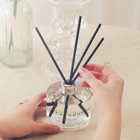 Cocodor Signature Reed Diffuser Bathroom Decor adds elegant flair to a shelf or vanity.