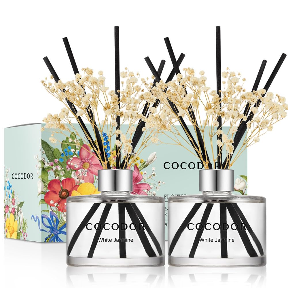 Cocodor white jasmine diffuser bottle enhances calm bedroom atmosphere