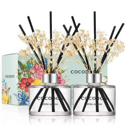 Cocodor white jasmine diffuser bottle enhances calm bedroom atmosphere
