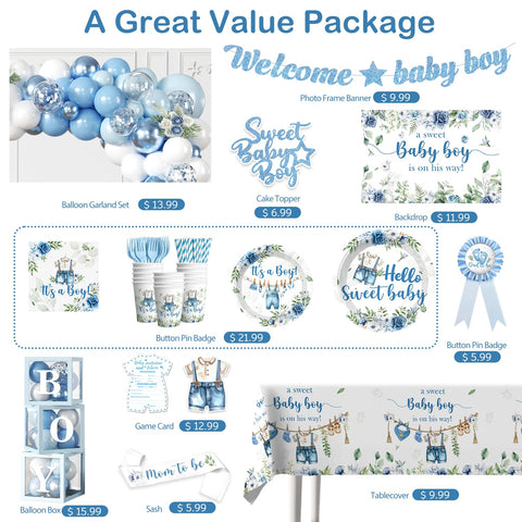 Cocomigo baby boy cake topper adds a charming centerpiece to the dessert table.