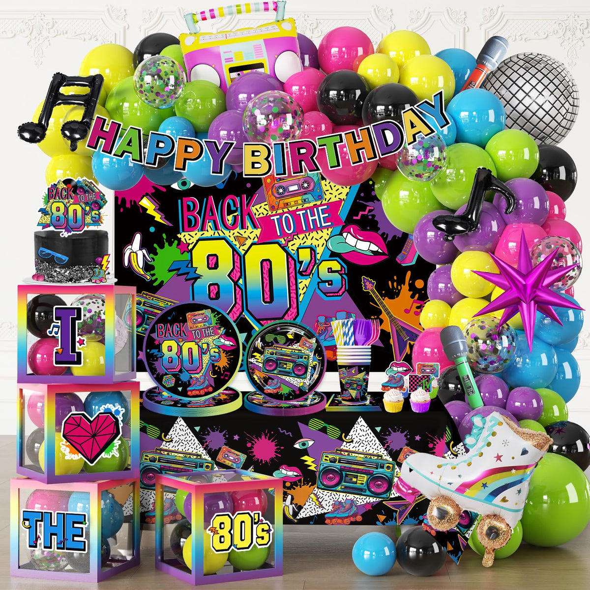 Cocomigo back-to-80s backdrop enhances retro party photo moments