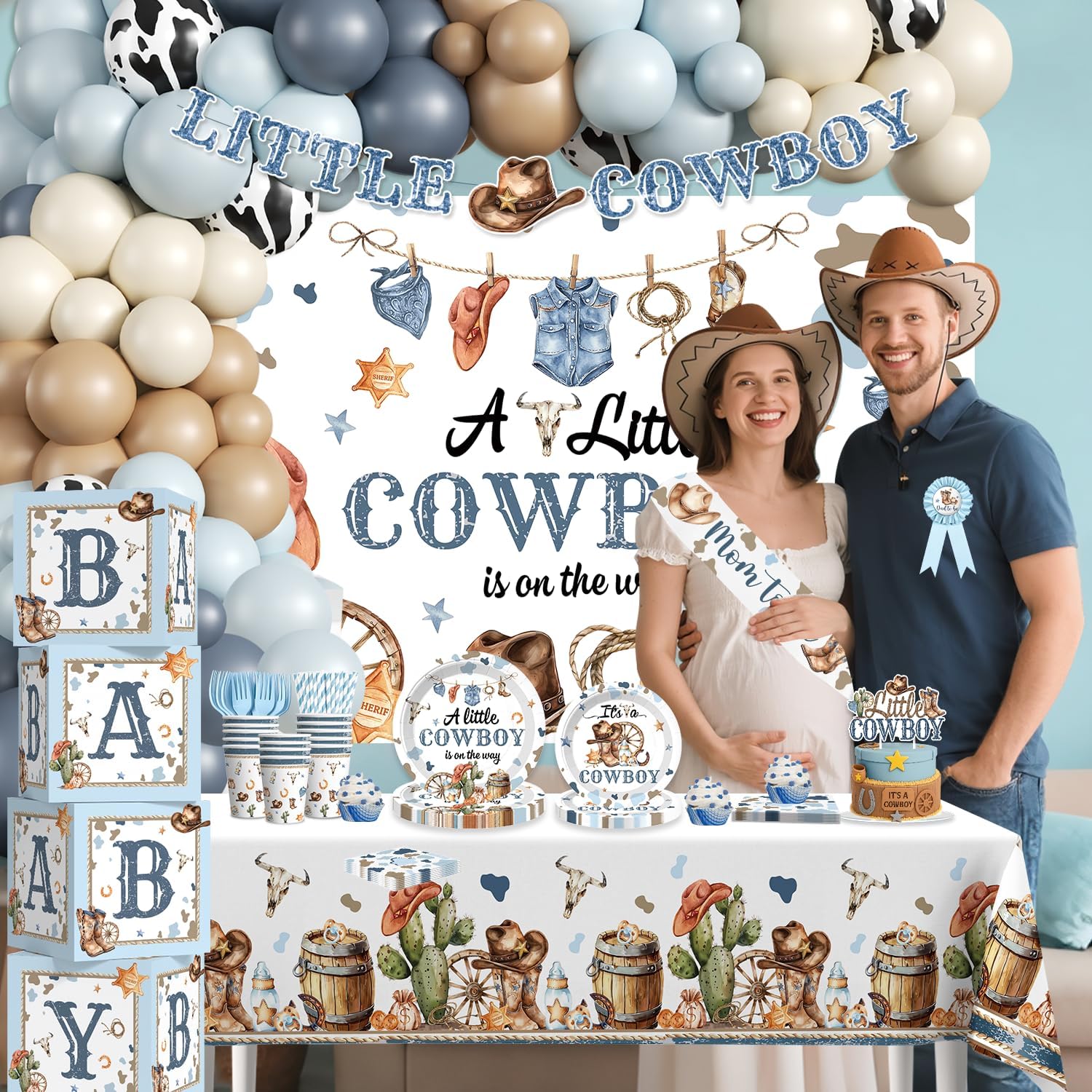 cocomigo cowboy balloon kit adds festive color to the baby shower setup