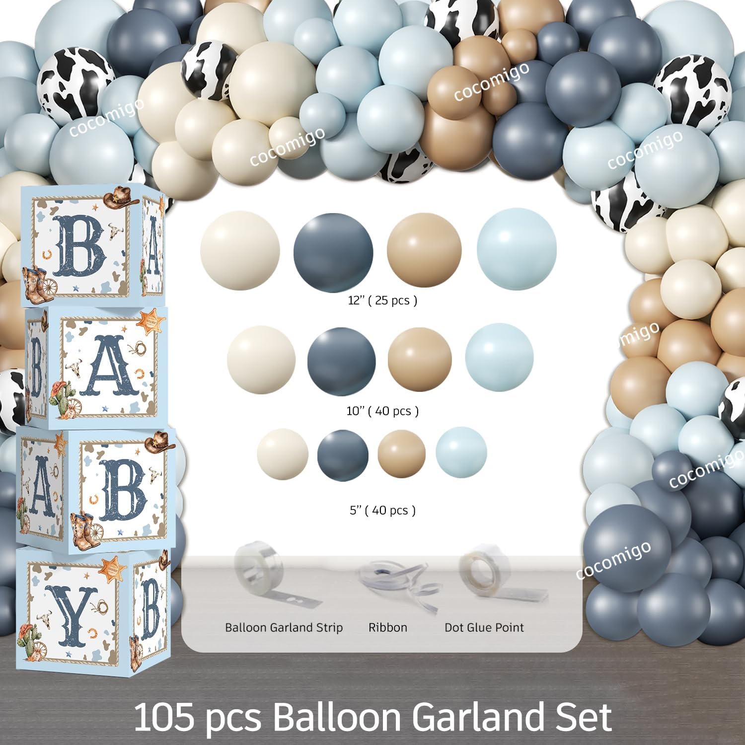 cocomigo cowboy-themed latex balloons ideal for decorative creativity
