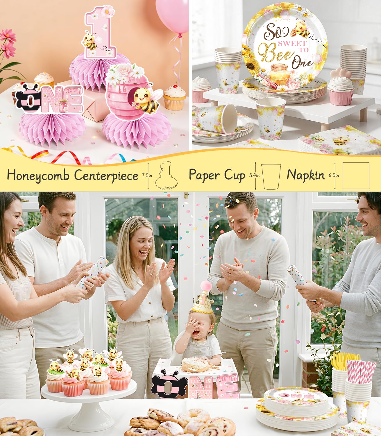 Cocomigo bee foil balloon offers a shiny focal point for party photos.