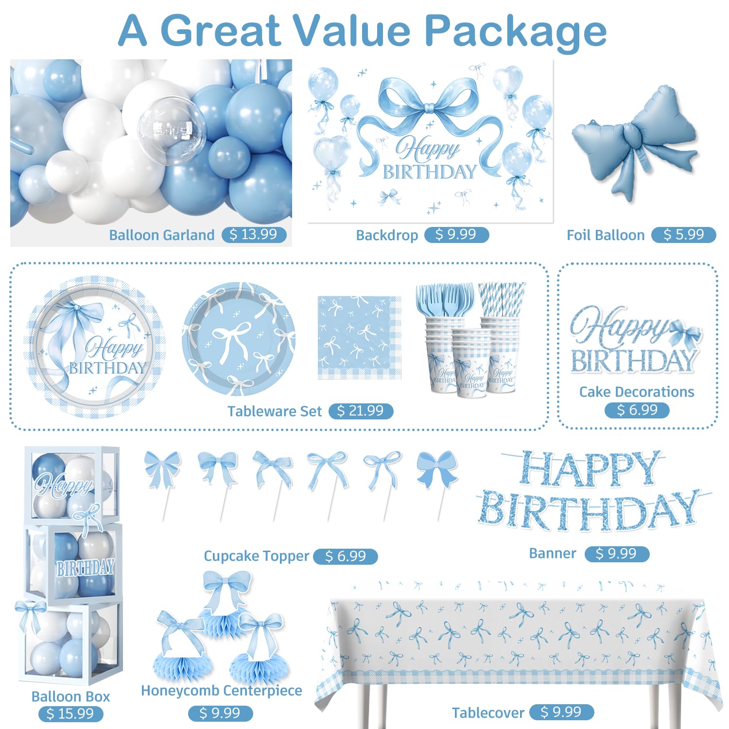 Cocomigo blue bow cake topper adds a charming focal point