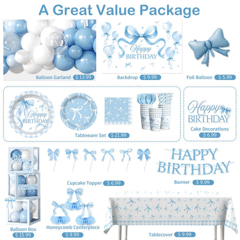 Cocomigo blue bow cake topper adds a charming focal point