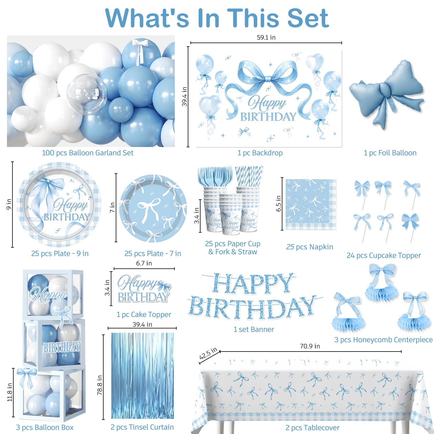 Cocomigo blue bow no-DIY banner complements the theme with instant impact