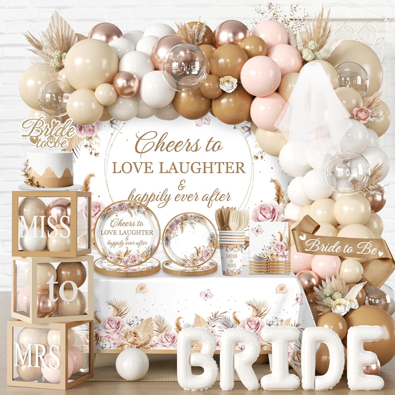 Cocomigo boho bridal shower backdrop enhances photos with cohesive color and style.