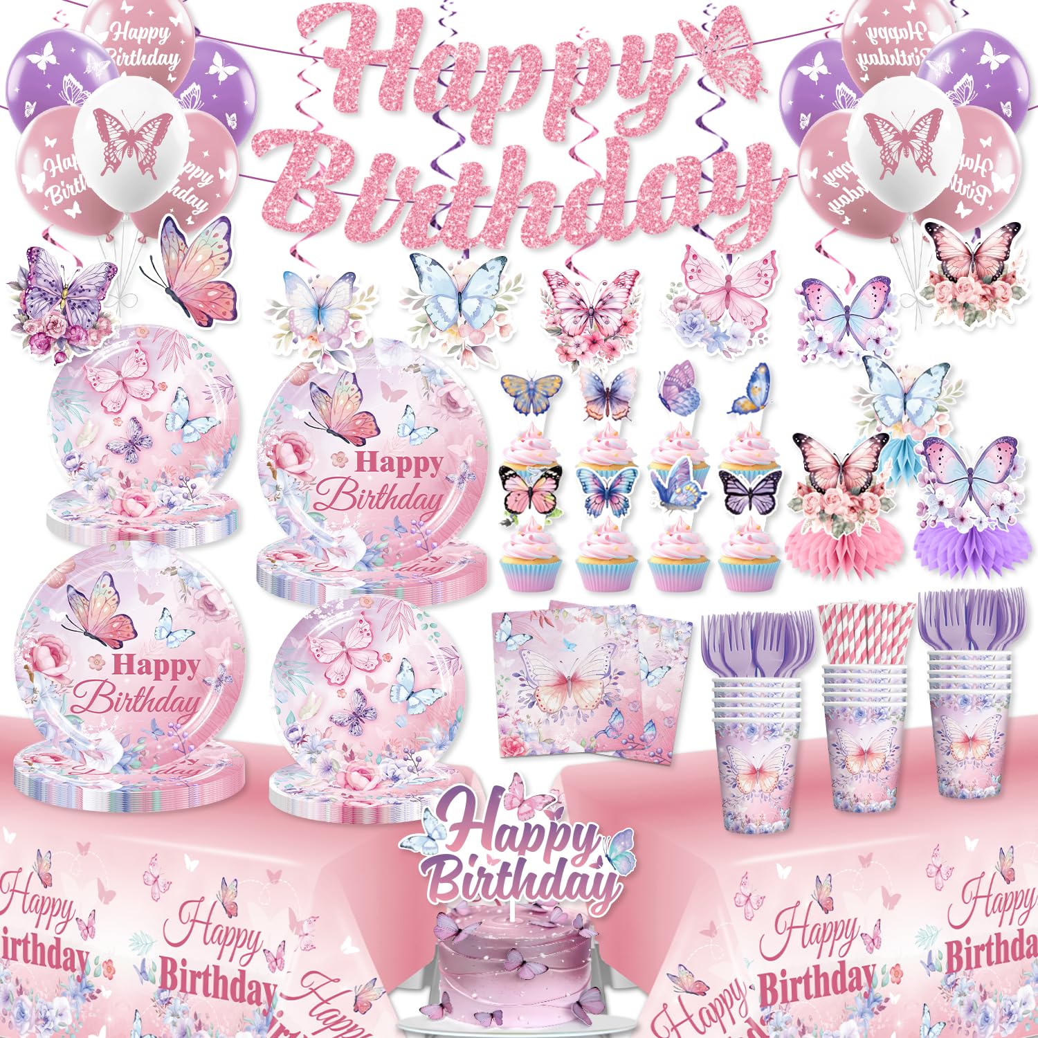 Cocomigo butterfly banner creates a magical party entrance.