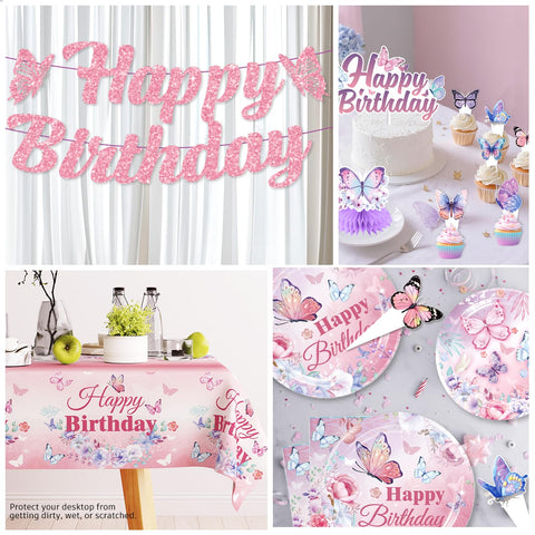 Cocomigo butterfly tablecloth protects surfaces while tying the theme.