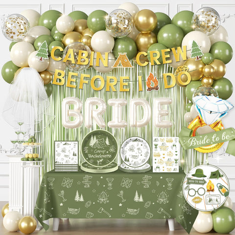 Cocomigo camp bachelorette balloon arch backdrop boosts Instagram-ready photos