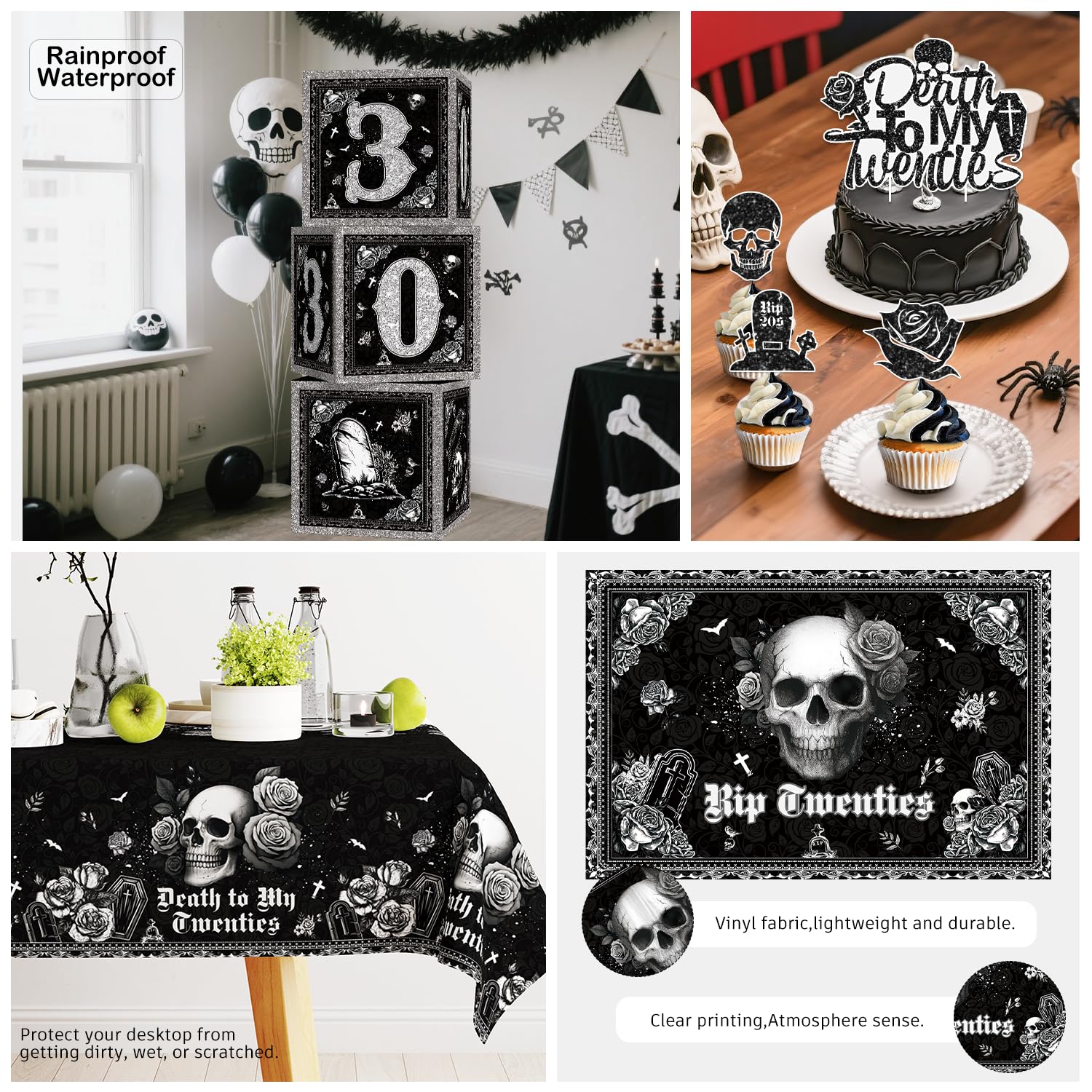 Cocomigo Death to My Twenties foil balloons add shine to the setup