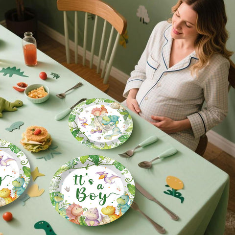 cocomigo dinosaur baby shower plates 7 inch dino theme for kids meals