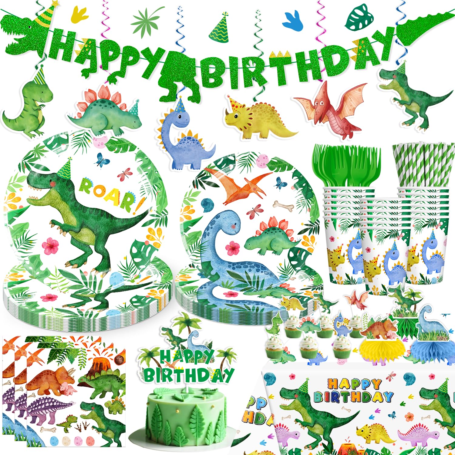 Cocomigo dinosaur banner brightens the party backdrop for a playful celebration.