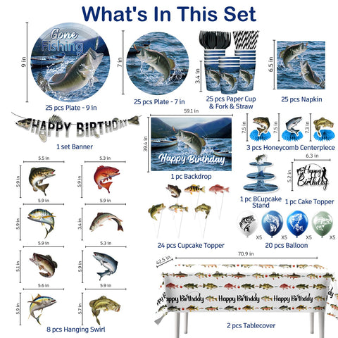 Cocomigo backdrop banner enhances the Go Fishing theme for memorable party photos.