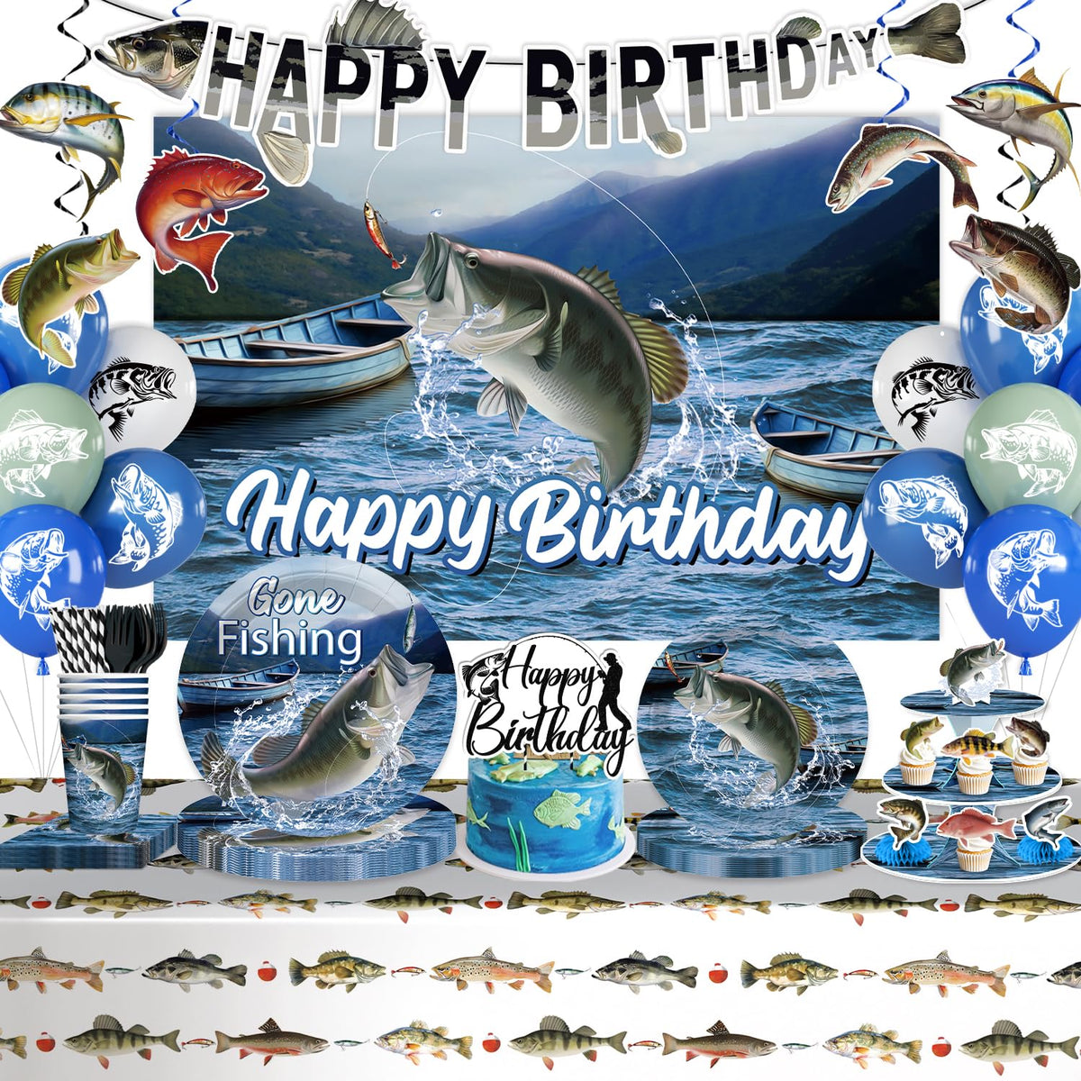 Cocomigo fishing birthday plates: sturdy 350gsm paper for party meals.