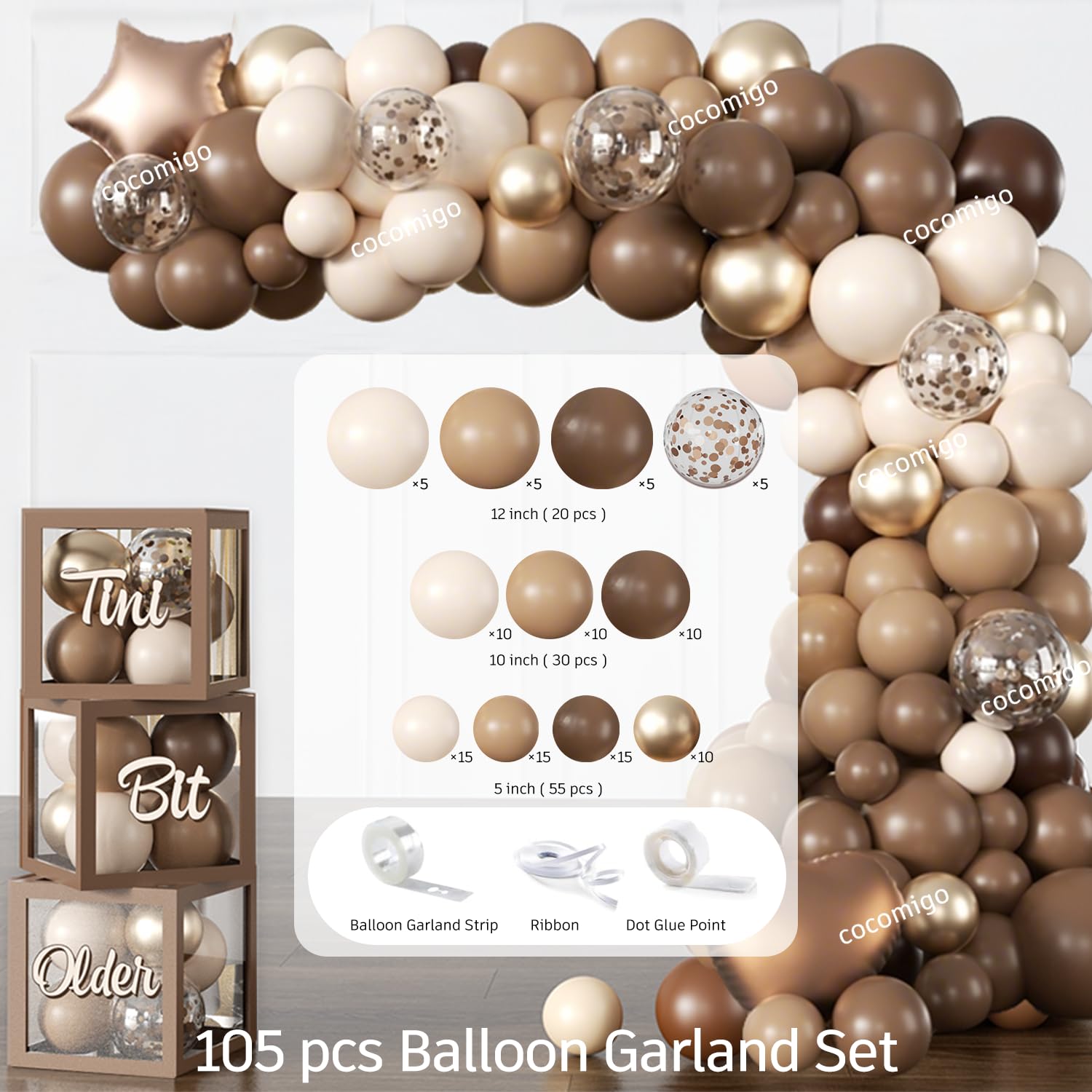 Cocomigo heart and star foil balloons brighten the centerpiece and moments.