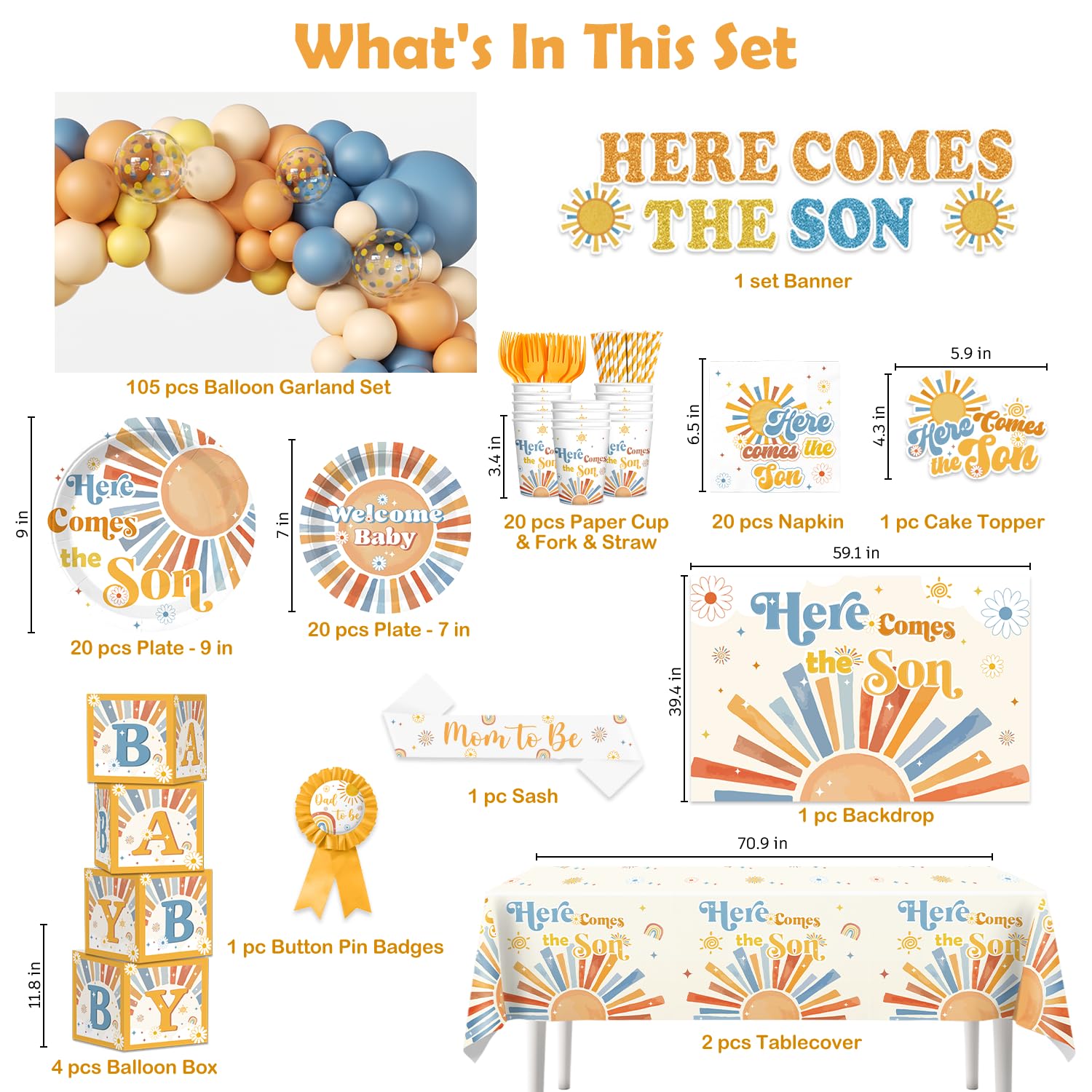 Cocomigo Here Comes The Son tablecloth creates a vibrant base for guest tables and portraits.