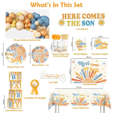 Cocomigo Here Comes The Son tablecloth creates a vibrant base for guest tables and portraits.