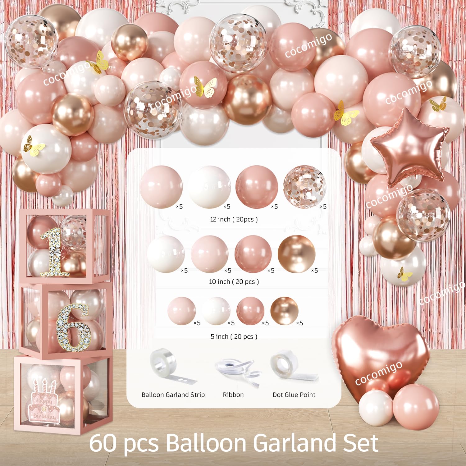 Cocomigo 46 latex balloons in three sizes for vibrant decor.