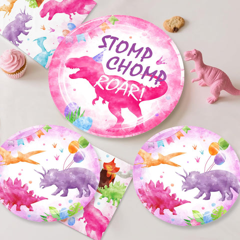 Cocomigo pink dinosaur napkins add color and festive flair
