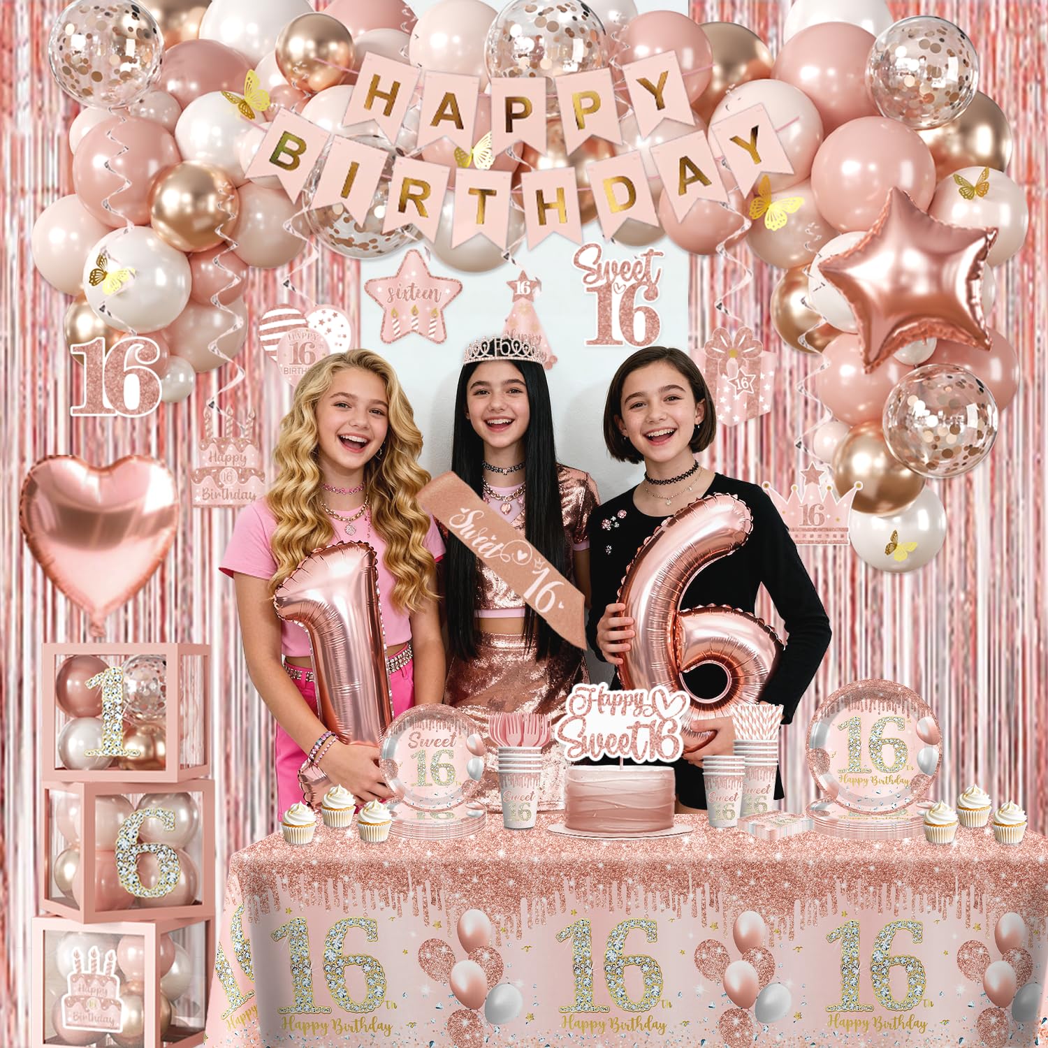 Cocomigo pink hanging swirls brighten ceilings for photos.