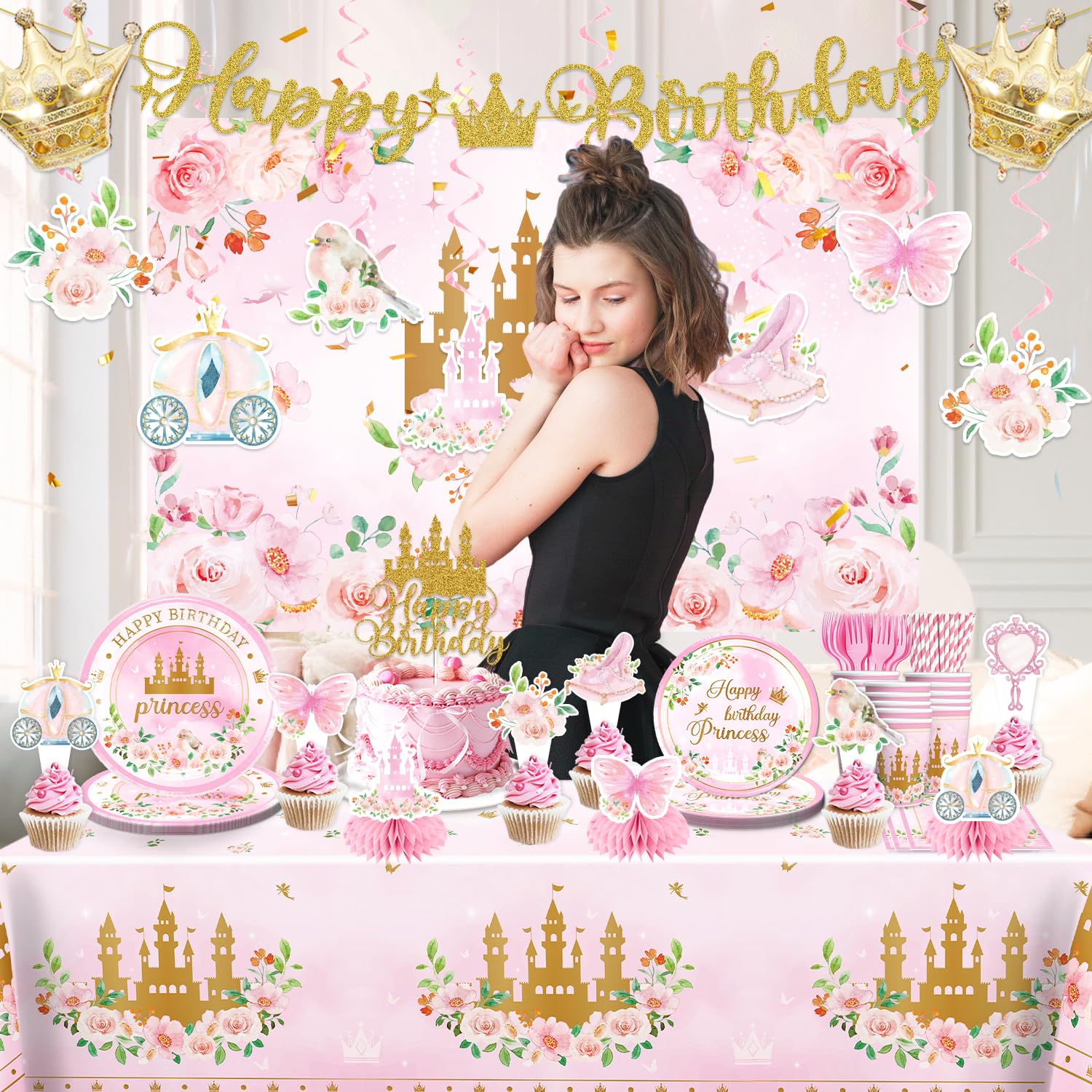 Cocomigo princess birthday banner adds festive wall decor