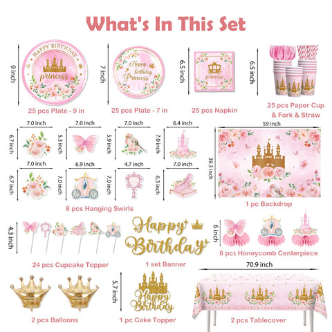 Cocomigo princess plates for 25 guests, sturdy dining