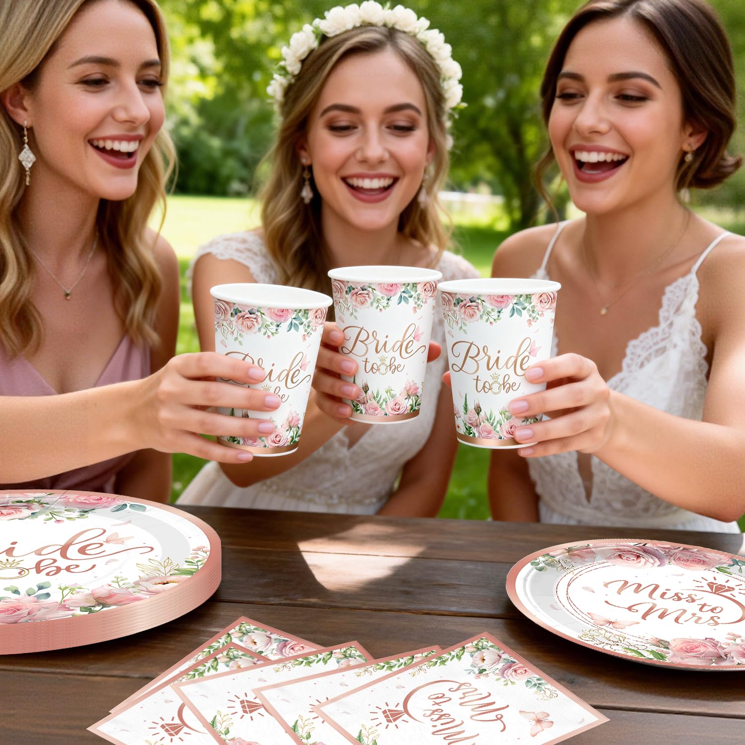 Cocomigo rose gold tablecloths provide stylish party coverage