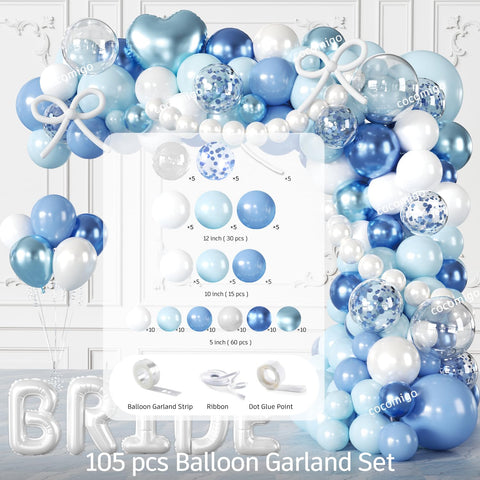 Cocomigo Something Blue balloon arch elevates decor with color and height