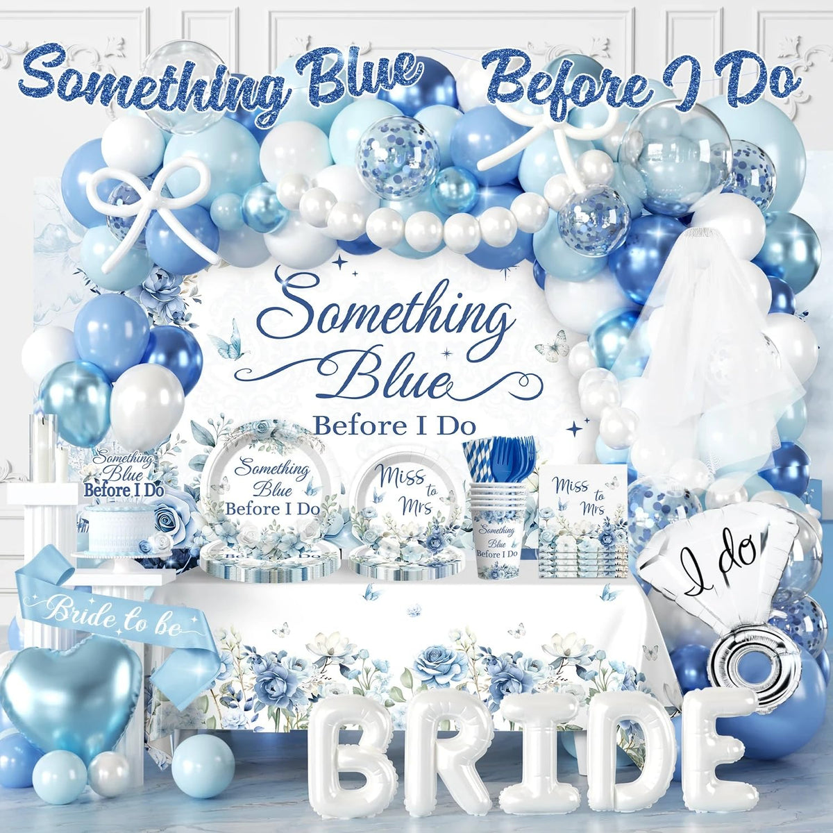 Cocomigo Something Blue plates for sturdy serving at 25-person showers