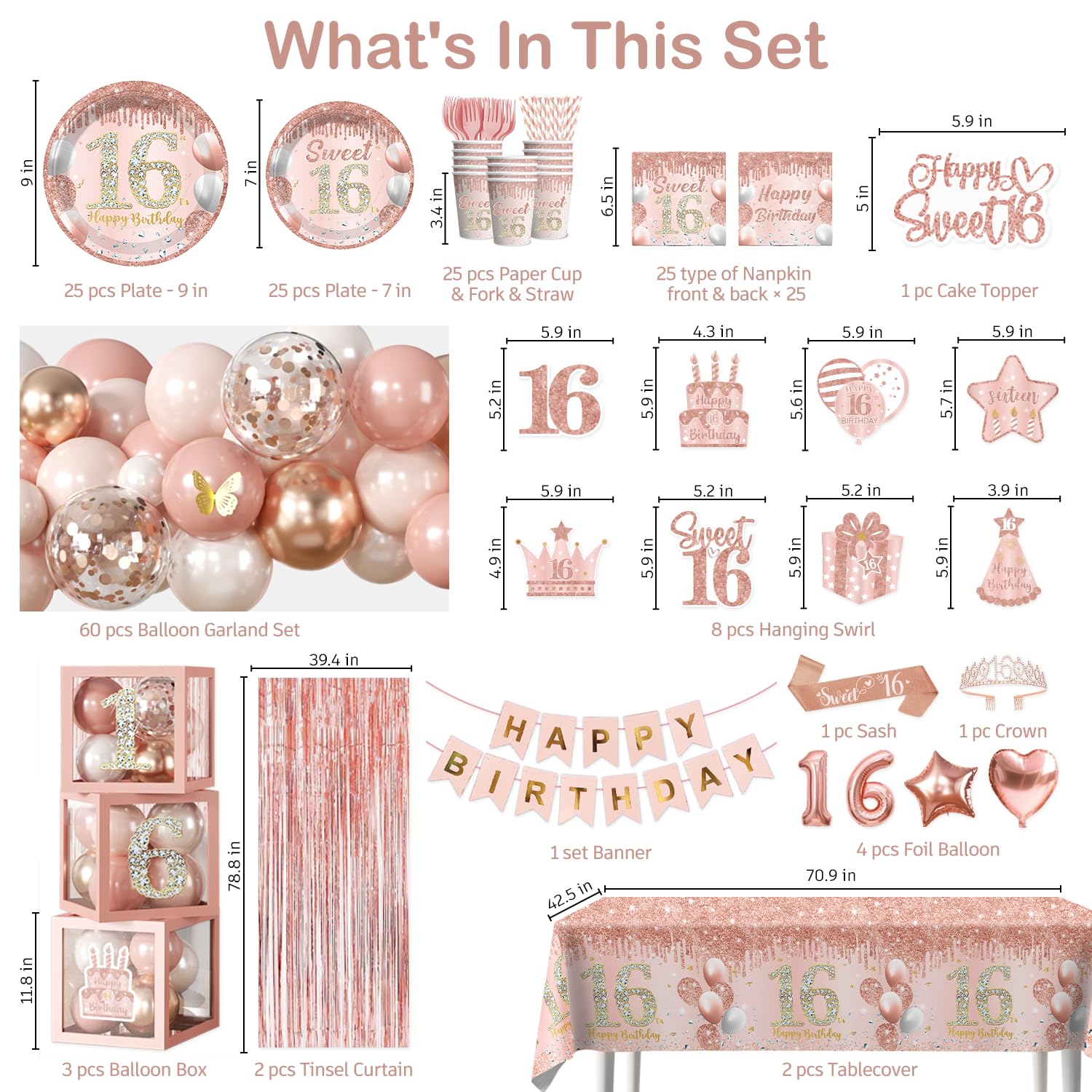 Cocomigo Sweet 16 cake topper adds celebratory focus.