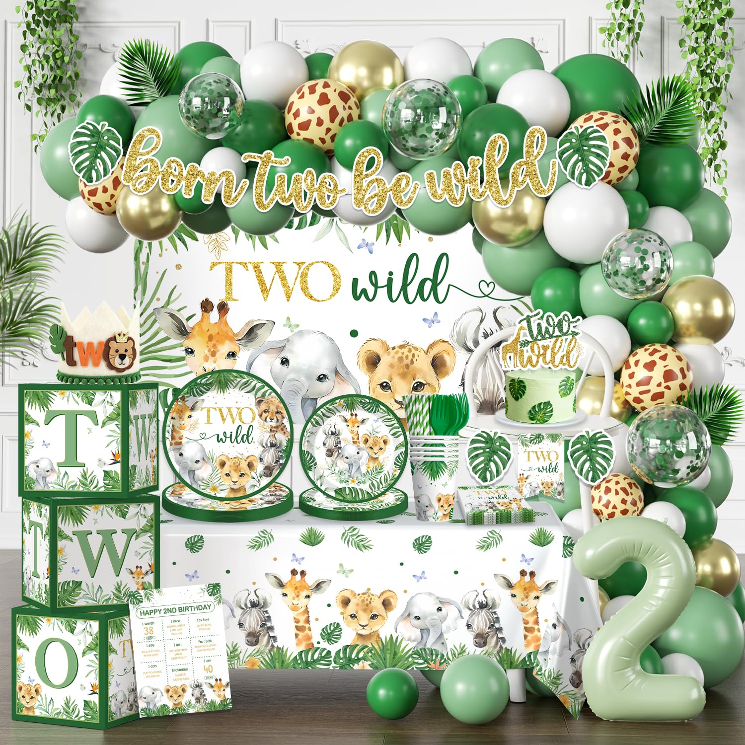 cocomigo Two Wild banner enhances safari party entrance with cohesive decor