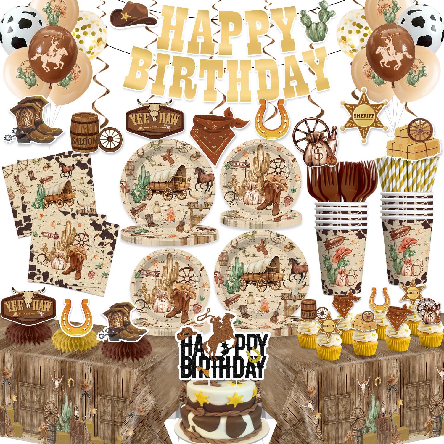 Cocomigo Western banner decor sets the ranch-inspired party mood