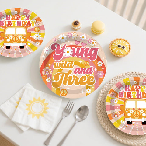 Cocomigo Young Wild and Three 7-inch plates for quick snacks.